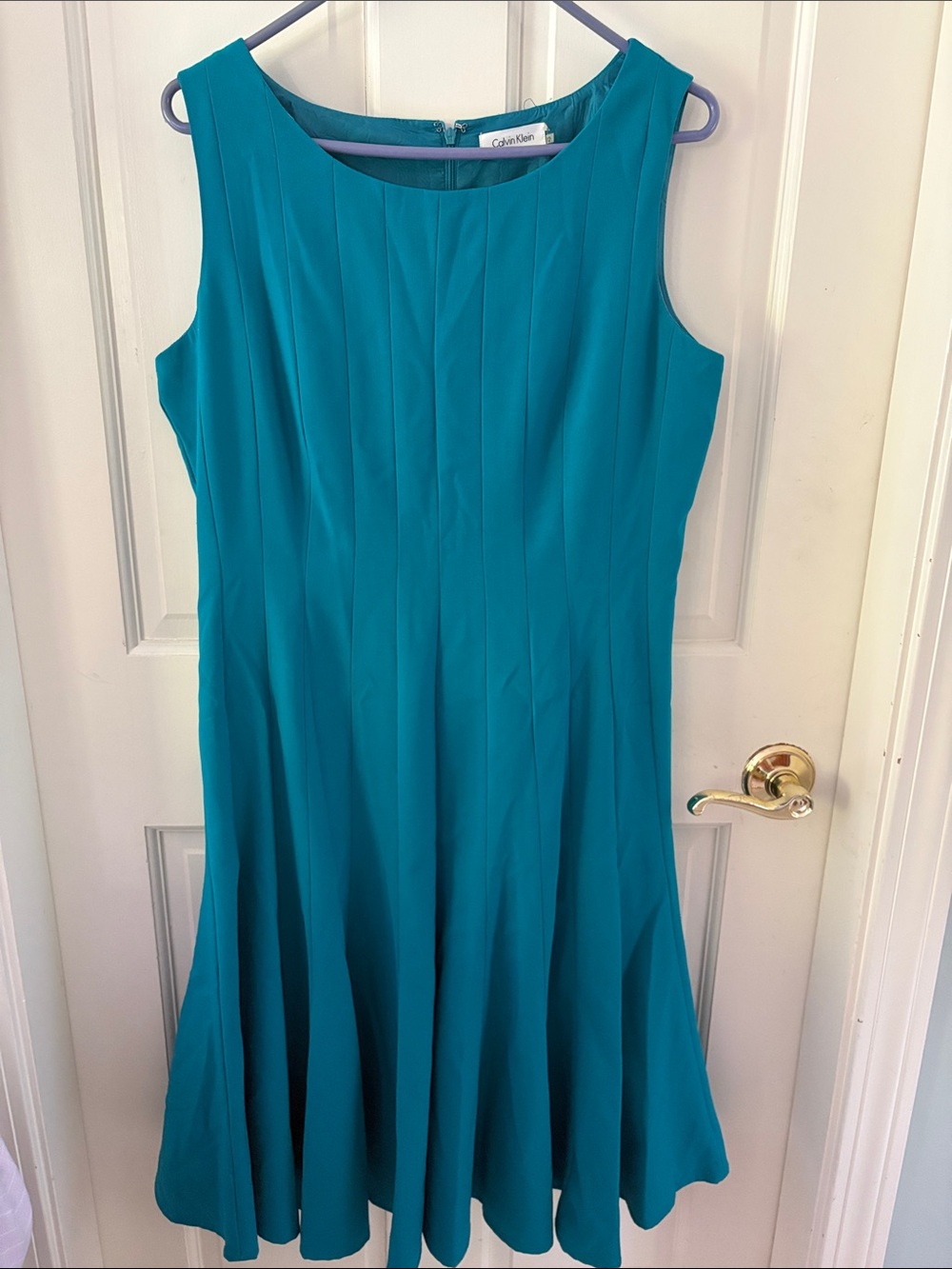 Calvin Klein Teal Sleeveless A-Line Midi Dress